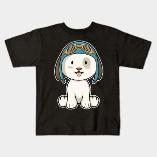 Dog as Aviator with Hat & Glasses Kids T-Shirt